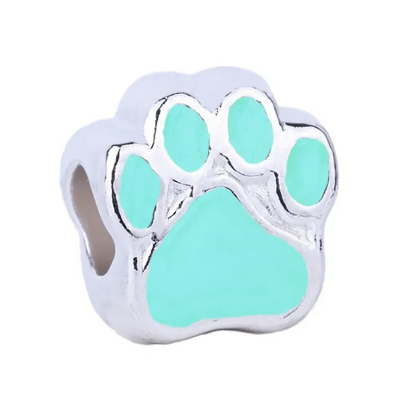 10 STKS Emaille Poot Voetafdruk Kralen Zinklegering Hond Kat Print Spacer Kralen Armband Sieraden Maken Accessoire