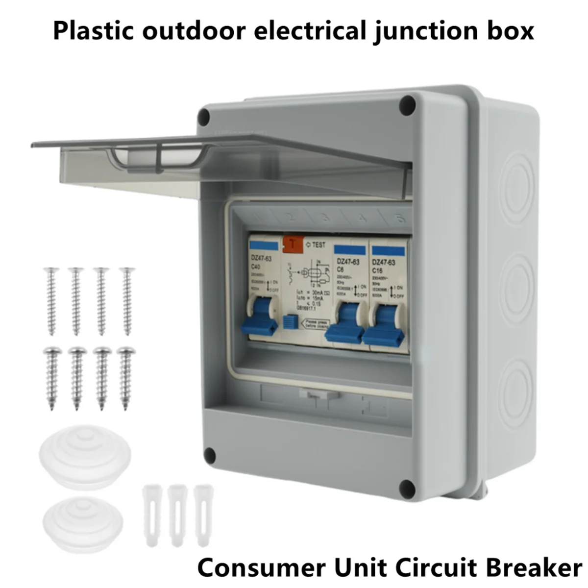 

Уличный бытовой водонепроницаемый электрический распределительный щиток с автоматическим выключателем, 2-контактный, пластиковый, IP65