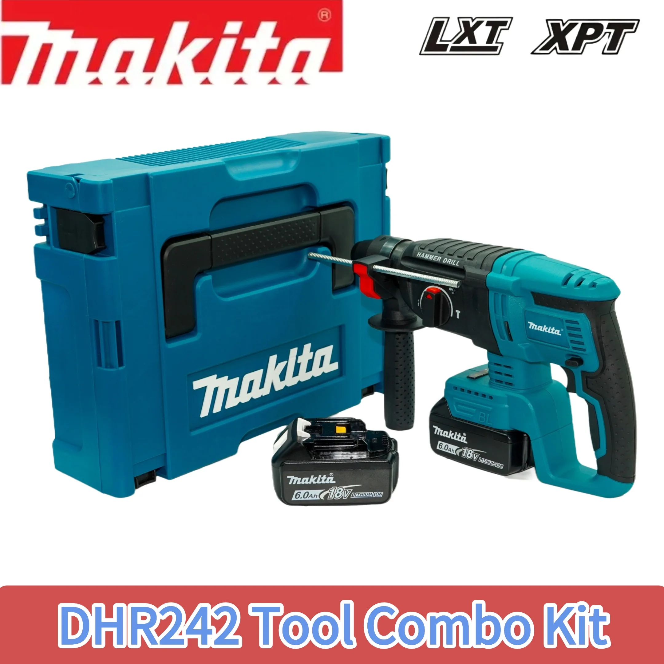 

New Makita DHR242 18V Cordless Rotary Hammer SDS Plus 24mm 3-Mode Professional Impact Drill Power Tool for Concrete