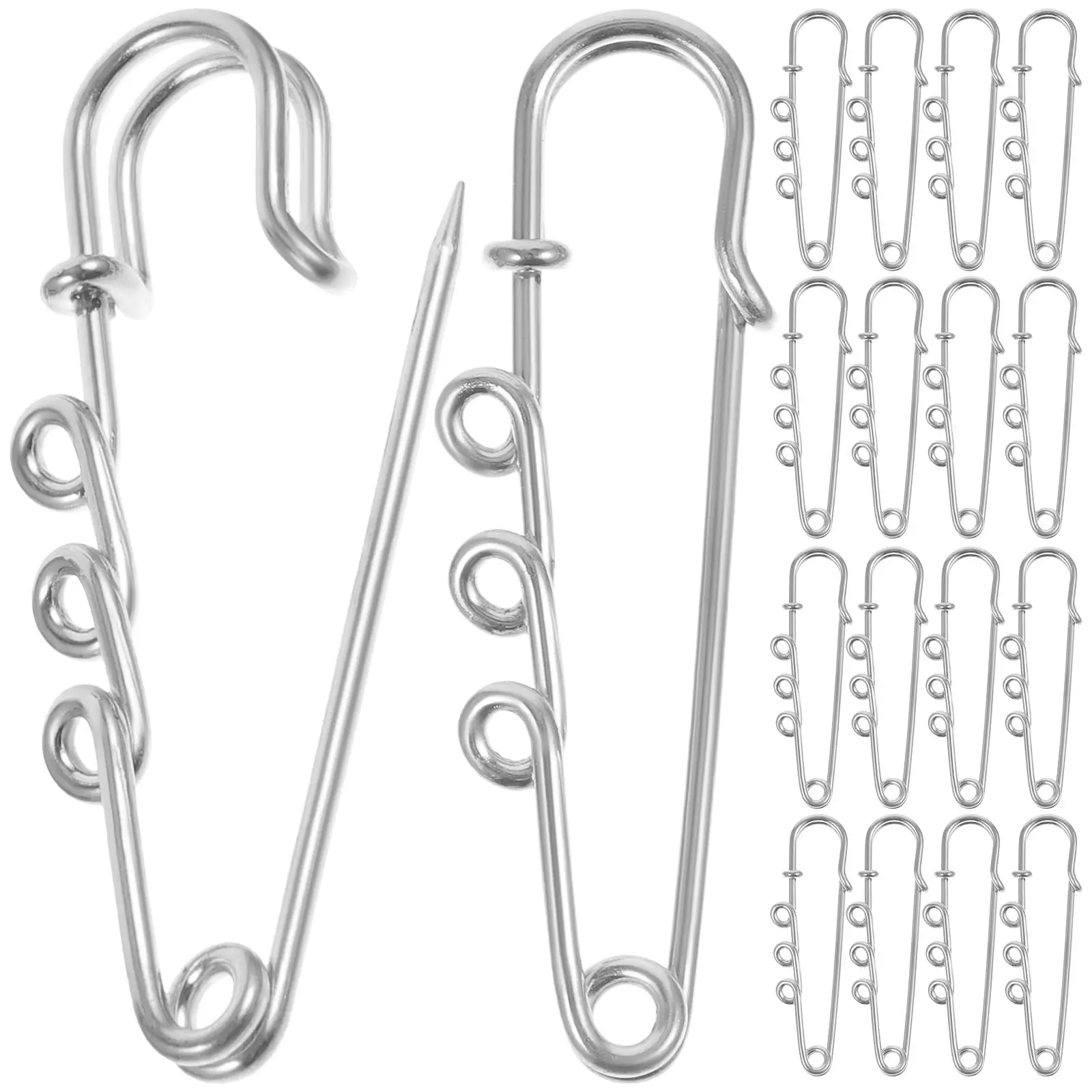 

50pcs Safety Pins 3Hole White K 50mm DIY Brooch Making Supplies Heavy Duty Fabric Pins Craft Blanket Accessories