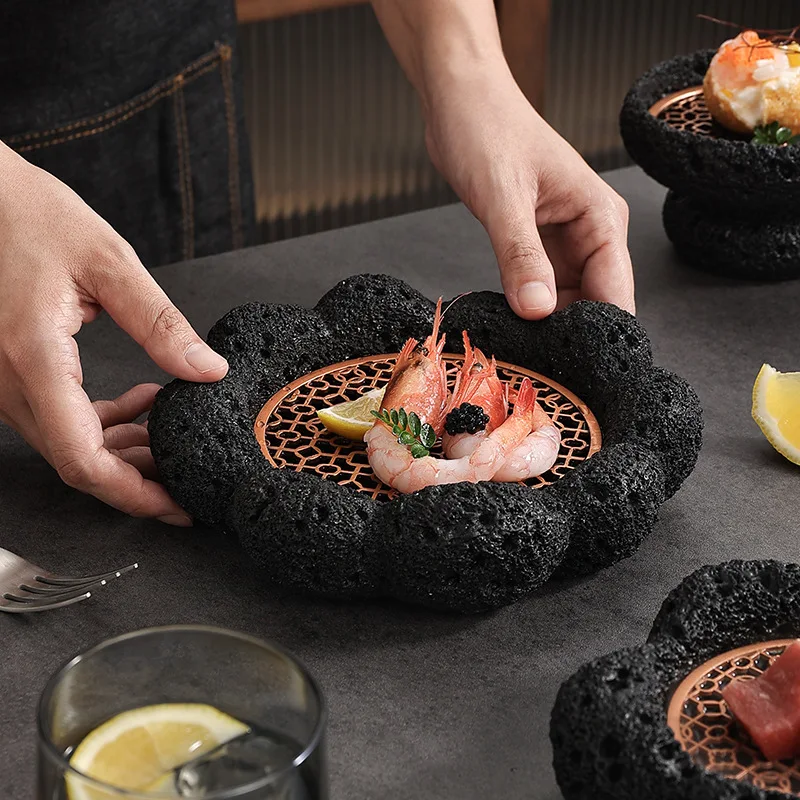 High-end restaurant artistic conception dishes sashimi plate new tableware creative molecular cooking plate hotel special