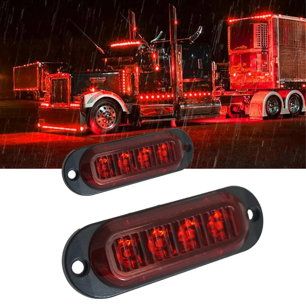 

2Pcs Car Side Marker Lights Red Trailer Truck Caravan RV LED Light Lamp Side Clearance Marker Light 12V Signal Lamp