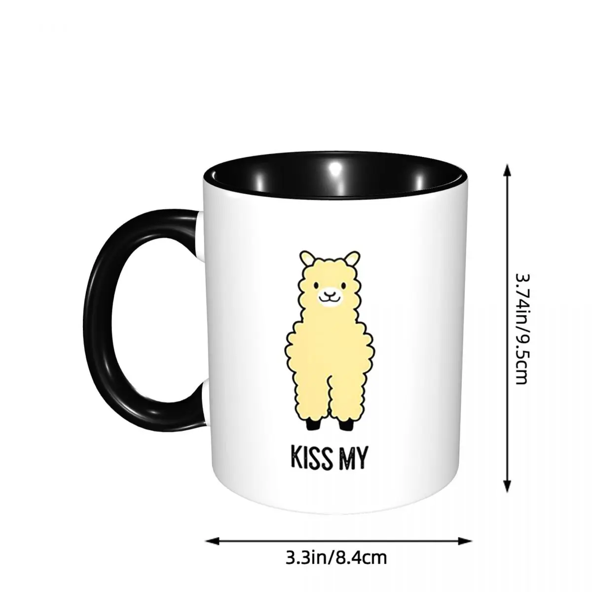 2-Sided Kiss My Alpacass Funny Alpaca Llama Mug Funny Ceramic Coffee Cups Tea Mugs Milk Cup Drinkware Gifts for Friends