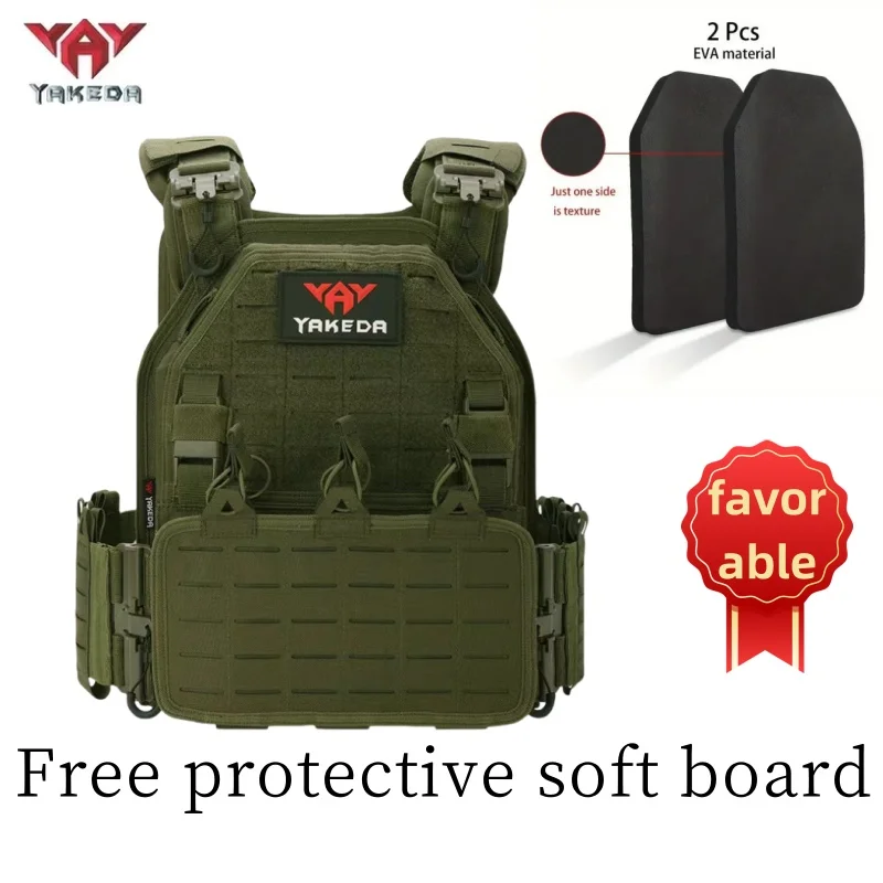 YAKEDA Light Weight Quick Release Combat Plate Carrier 1000D Nylon Molle Chaleco Tactico Tactical Vest Green