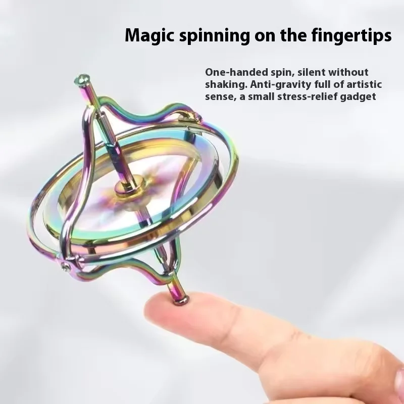 Metal gyroscope balanced finger gyroscope anti gravity color metal gyroscope adult and children's stress reducing rotating toys