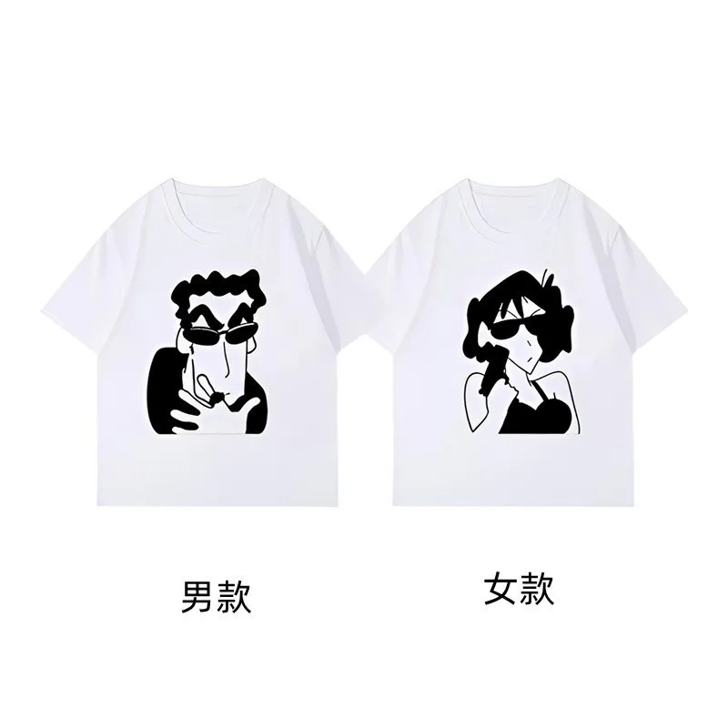 Crayon Shin Chan Couple Cool Print Casual T Shirt Cute Anime Short Sleeve Tee Streetwear