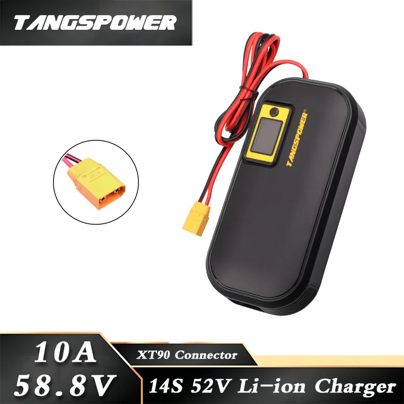 

58.8V 10A Lithium Battery Smart Charger For 14Series 52V Li-ion Battery Pack Fast Charging XT90 Connector With Cooling Fan