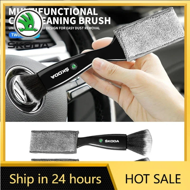 

2026 Hot For SKODA Car Interior Cleaning Soft Brush Tool Dust Remover Emblem For Skoda Fabia Superb Yeti Octavia Kodiaq Mk3 A4 A