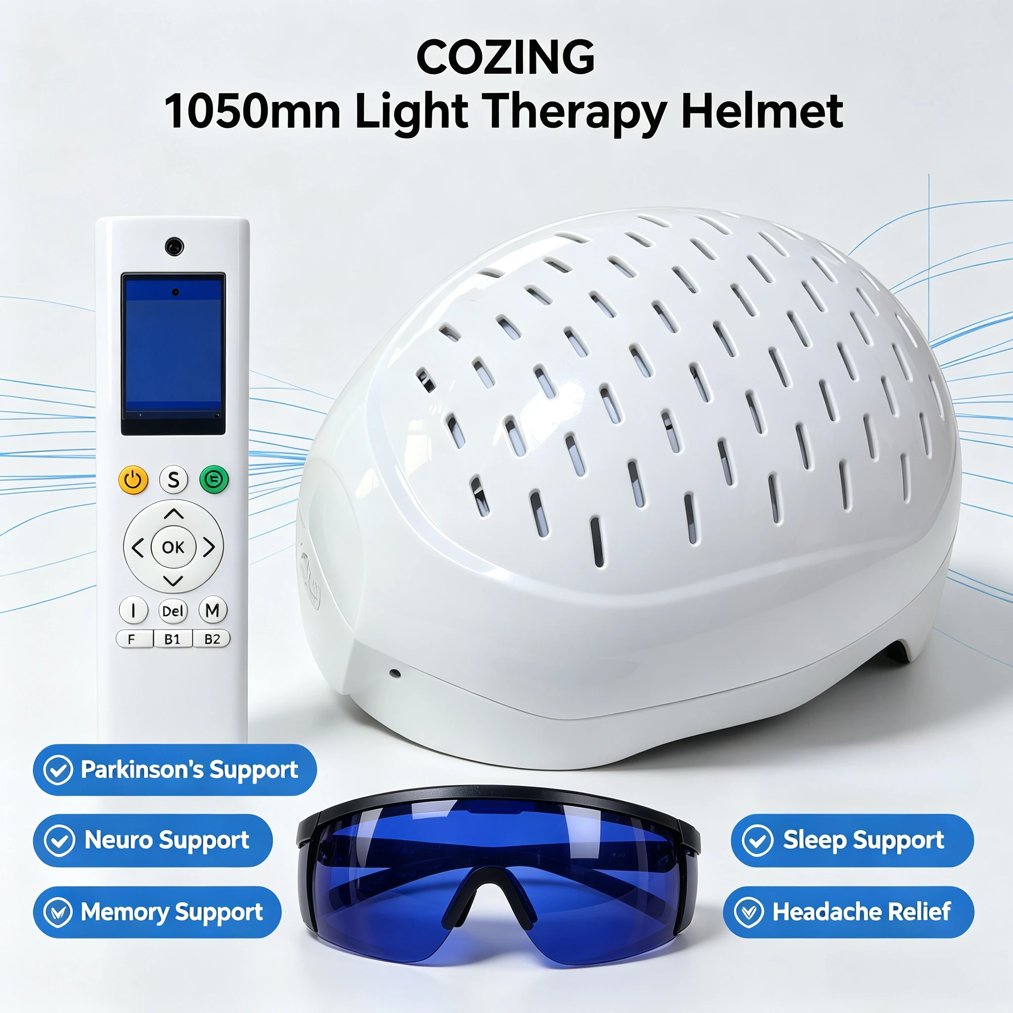 COZING NEW 1050nm Red Light Helmet Near Infrared Photobiomodulation Therapy Device for Dementia Alzheimer Parkinson