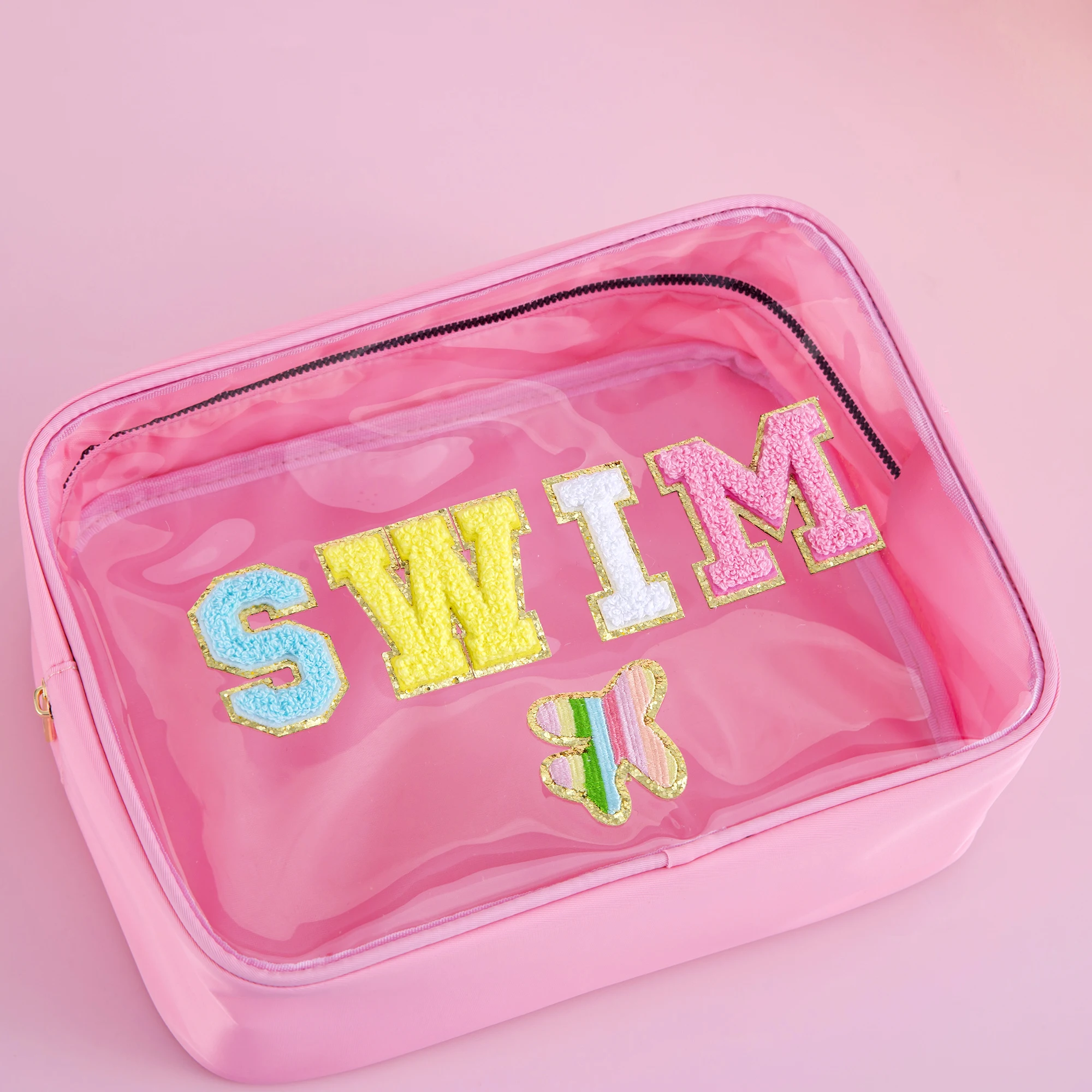 Toppe in ciniglia impermeabili di grande capacità da donna borsa per il trucco in PVC trasparente borsa per cosmetici con cerniera borsa da viaggio da spiaggia