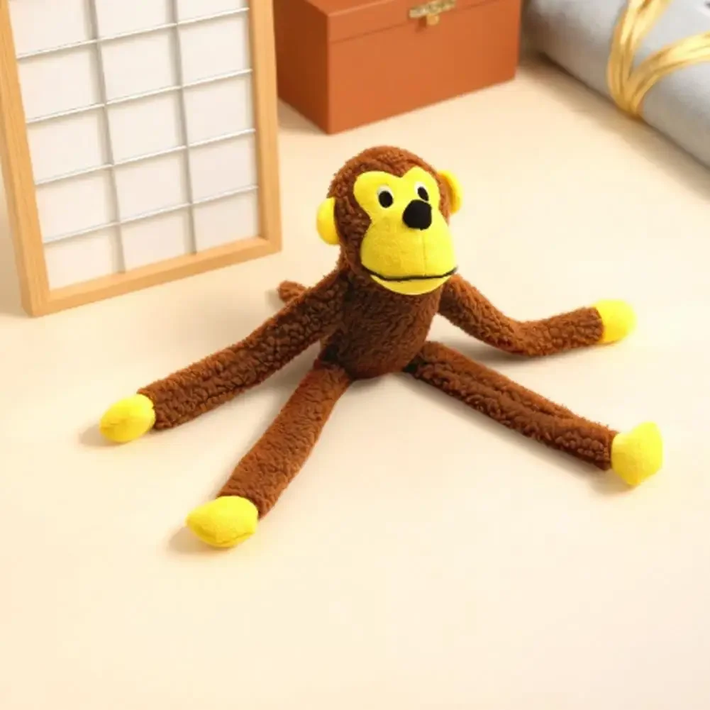 Niedliches Affen-Hundespielzeug aus Fleece-Plüsch, Quietschendes Kauspielzeug mit Langen Gliedmaßen, Bissfest, Stressabbauend, Interaktives Spielzeug – Detail 11