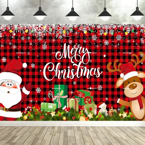 Imagen 2 del producto Fondo de fotografía de decoración de muñeco de nieve de Papá Noel, pancartas de invierno para interiores y exteriores, suministros para fiesta de Navidad