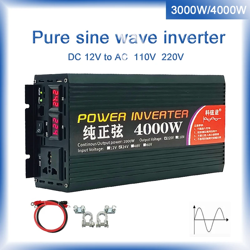 

Inverter 12v 220v Pure Sine Wave 3000W 4000W Power 12V 24V 48V 60V to 110V 220V Converter Solar Car Inverters Household