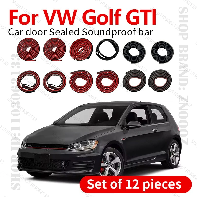 For VW Golf GTI A7 A8 Car Door Seal Strip Rubber Double Layer Sealing Protector Soundproof Strip Dustproof Seal Strip 12PCS Set