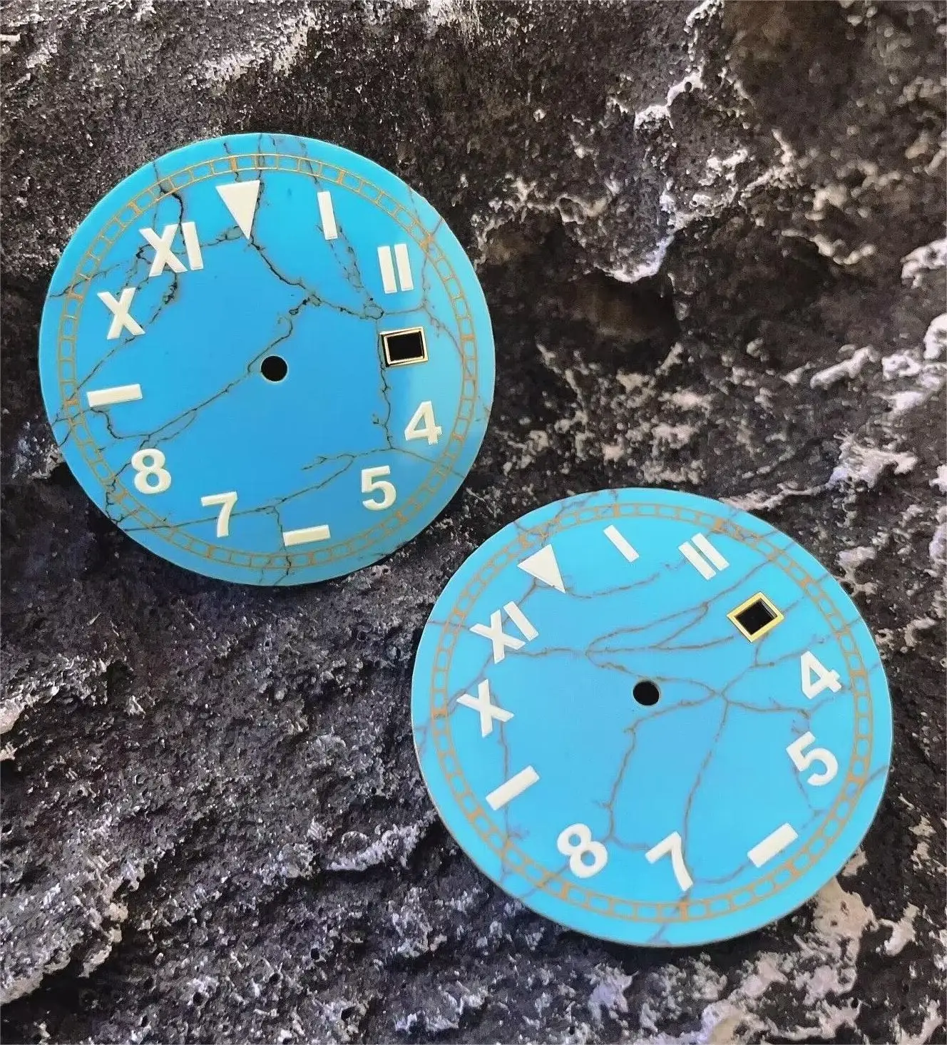 1 Piece Custom Made Turquoise Stone Dial Green Luminous 34.5mm