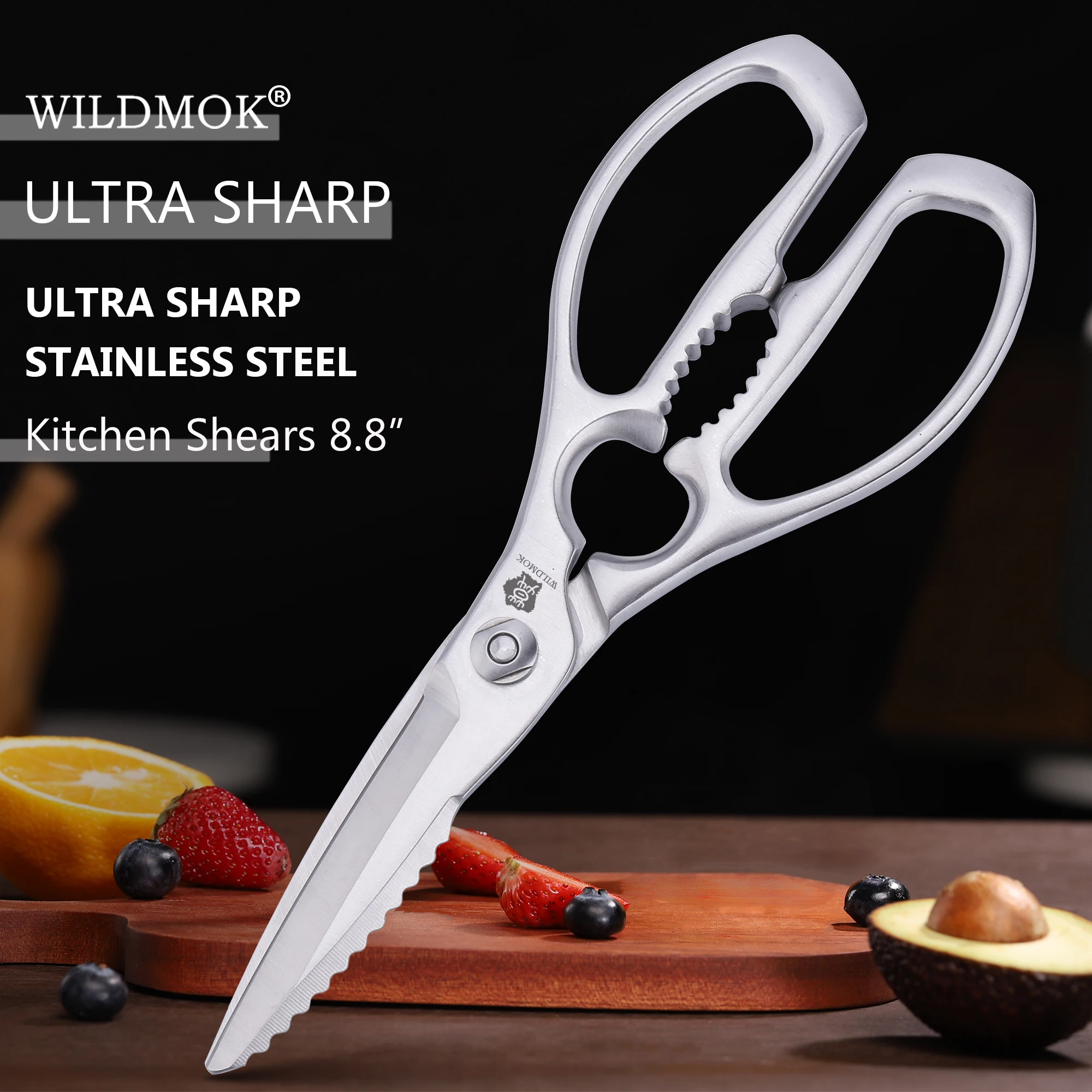 WILDMOK Premium-Küchenschere aus Edelstahl, robust, scharfe Multifunktions-Küchenschere