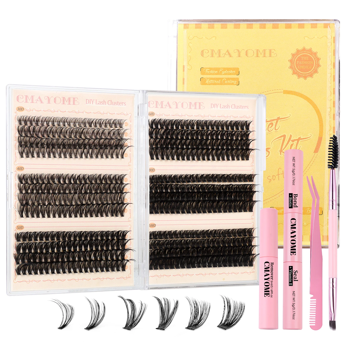 DIY Eyelash Extension Lash Clusters 480 Clusters False Eyelash 3D Effect Individual Natural Lashes Set at Home Eyelash Extension