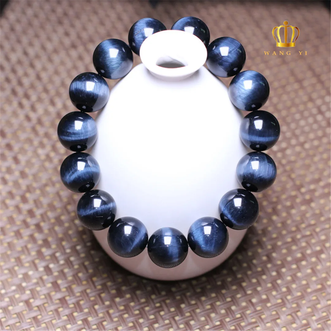 Natural Blue Tiger Eye Stone Bracelet For Women Lady Men Wealth Crystal Cat Eye Beads Gemstone Strands Jewelry AAAAA 8-18mm