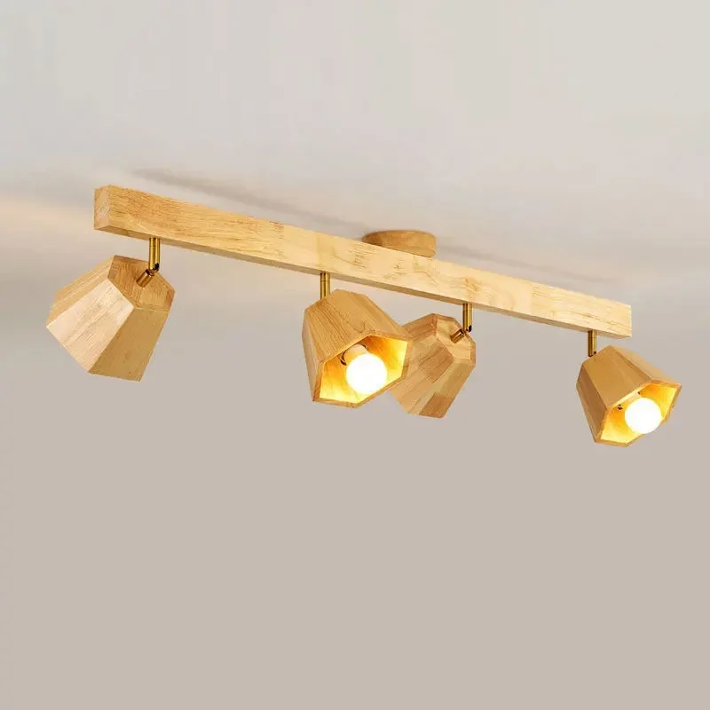 

Modern Wood Led Ceiling Lamp For Aisle Bedroom Cloakroom Toilet Shop Corridor Track Light Fixture Long Chandelier With Spotlight