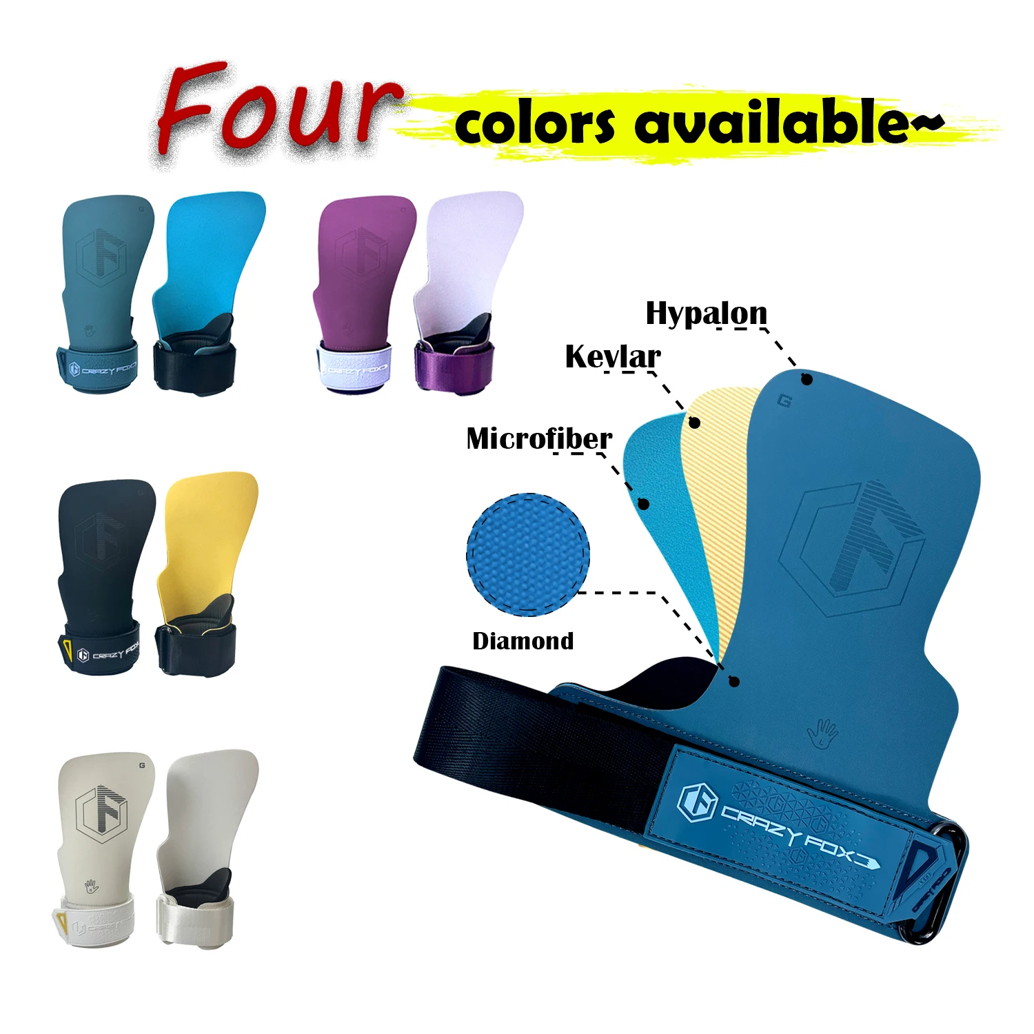 CrazyFox Rubber Gym WOD Grip Light and Resistant Unisex Gym Grip Cross Training Calleras Safety Palm Protection Bear Komplex - Detail Angle #02