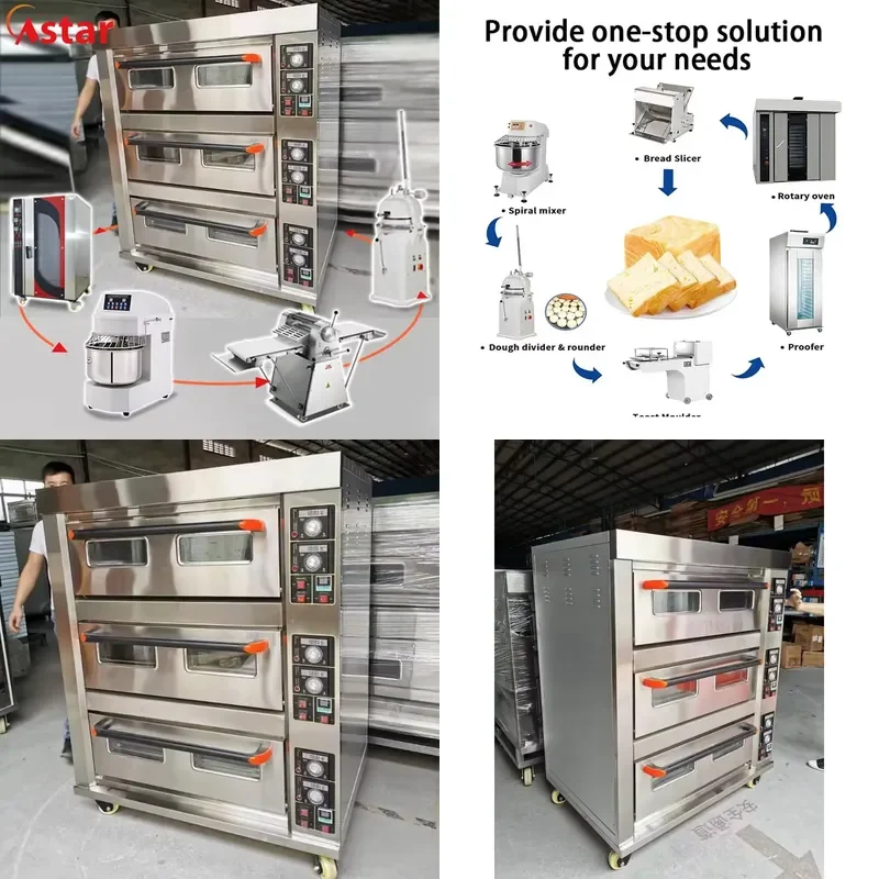 2026 Manufacturer Bakery Equipment 3 Deck 9 Trays Industrial Electric Bread Baking Oven with Timer