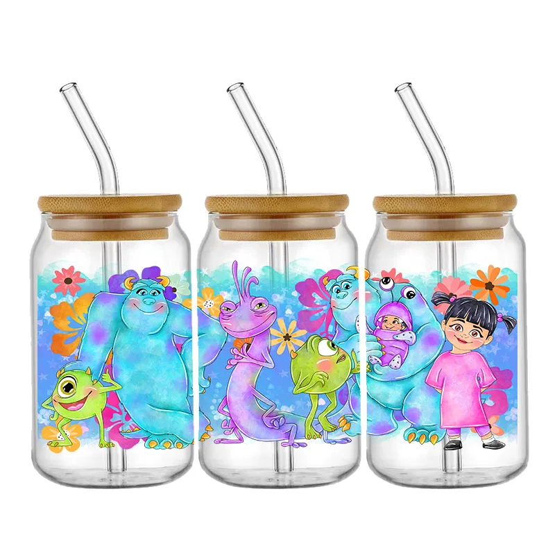 Disney Monsters Inc Wrap Aufkleber Wasserdicht UV DTF Tasse Becher Wraps Aufkleber Für DIY Libby Glas Wasserdicht Individuelle Aufkleber