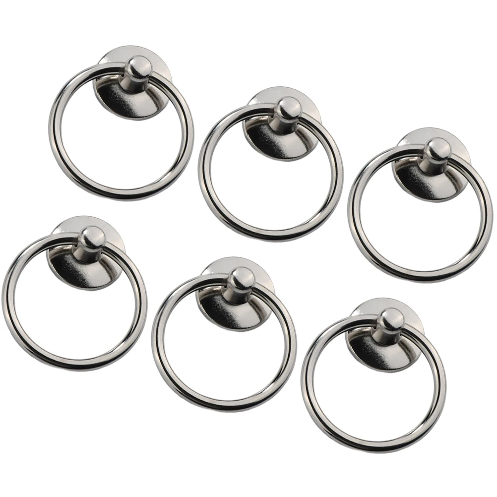 

6 Pcs Black Handle Ring Furniture Knobs Door Pulls for Dresser Cabinet Drawer Bedside Retro