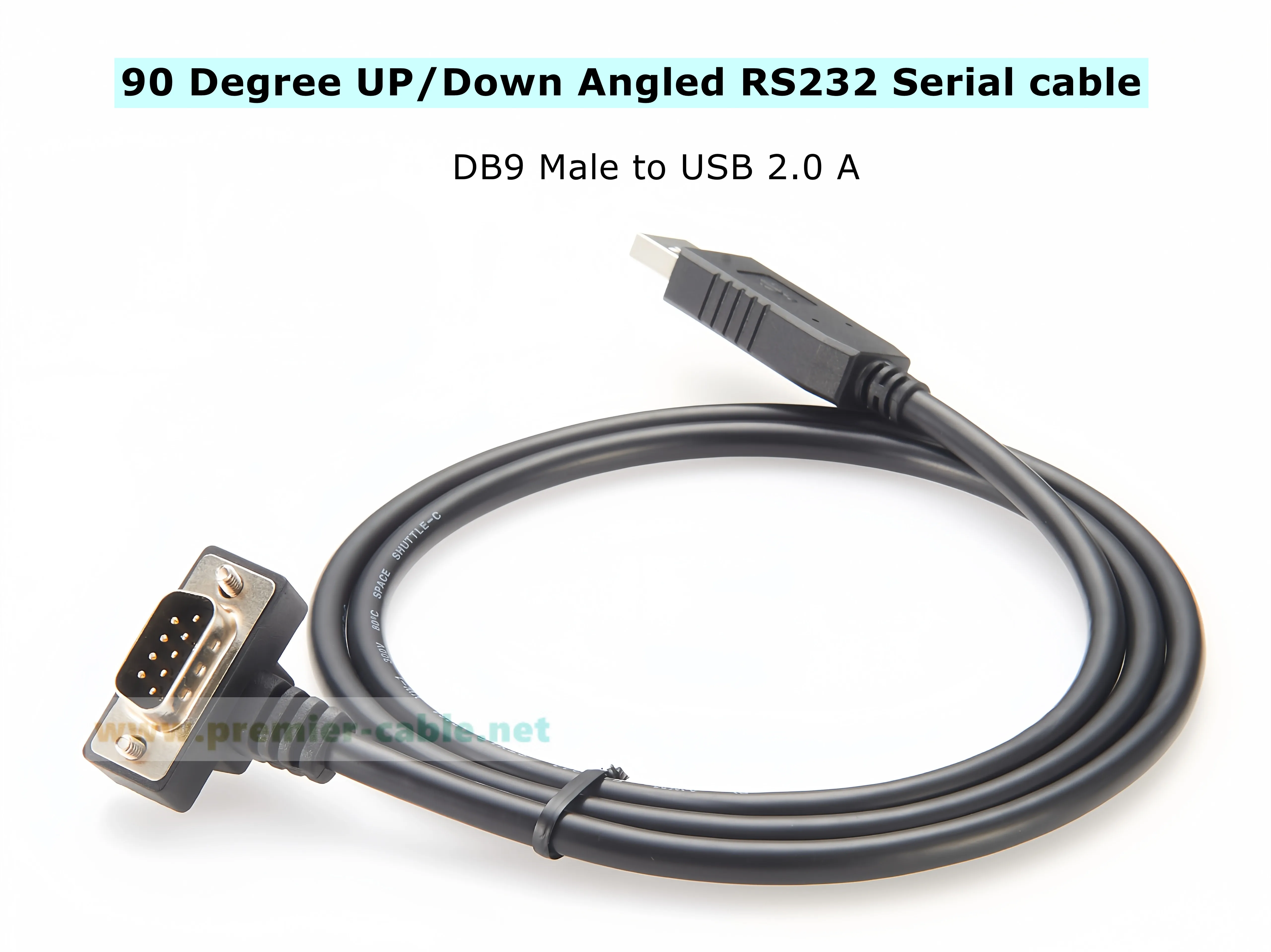 USB-zu-RS-232-Konverter DB9-Stecker auf USB2.0 Serieller COM-Adapter Ultra-Dünnes DB9-Rechtwinkelkabel DB9 RS232 Serielles Anschlusskabel – Detail 3