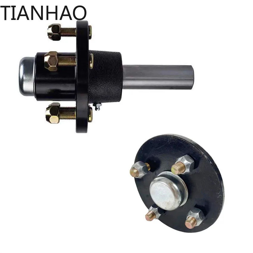2PCS Trailer Axle 4x100 Bolt Pattern 750KG Load Capacity Unbraked Half Axle Shaft Hub Assembly for RV Camper Caravan Trailer