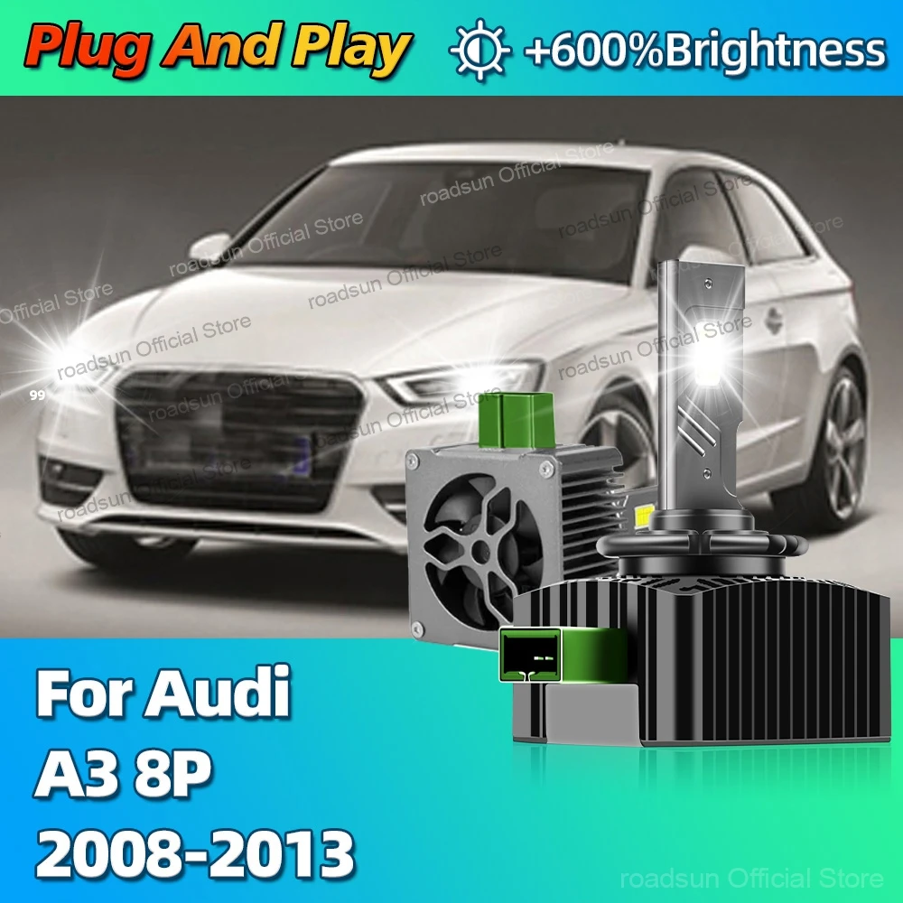 

6000K Turbo LED Canbus Car Light Bulbs 30000LM Headlights HID D3S For Audi A3 8P 2008 2009 2010 2011 2012 2013 Longer Life Lamp