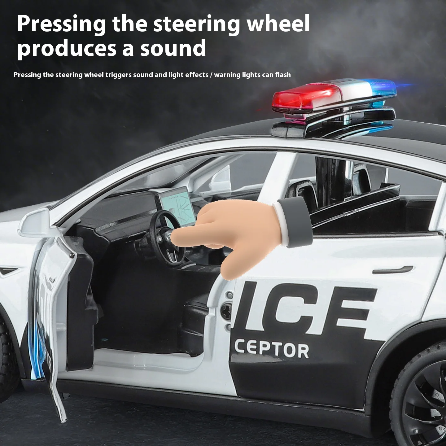 1:24 합금 경찰차 모델 Y 모델, 멋진 사운드와 조명, 절묘한 테이블 장식품, 자동차 모델 애호가를 위한 최고의 컬렉션