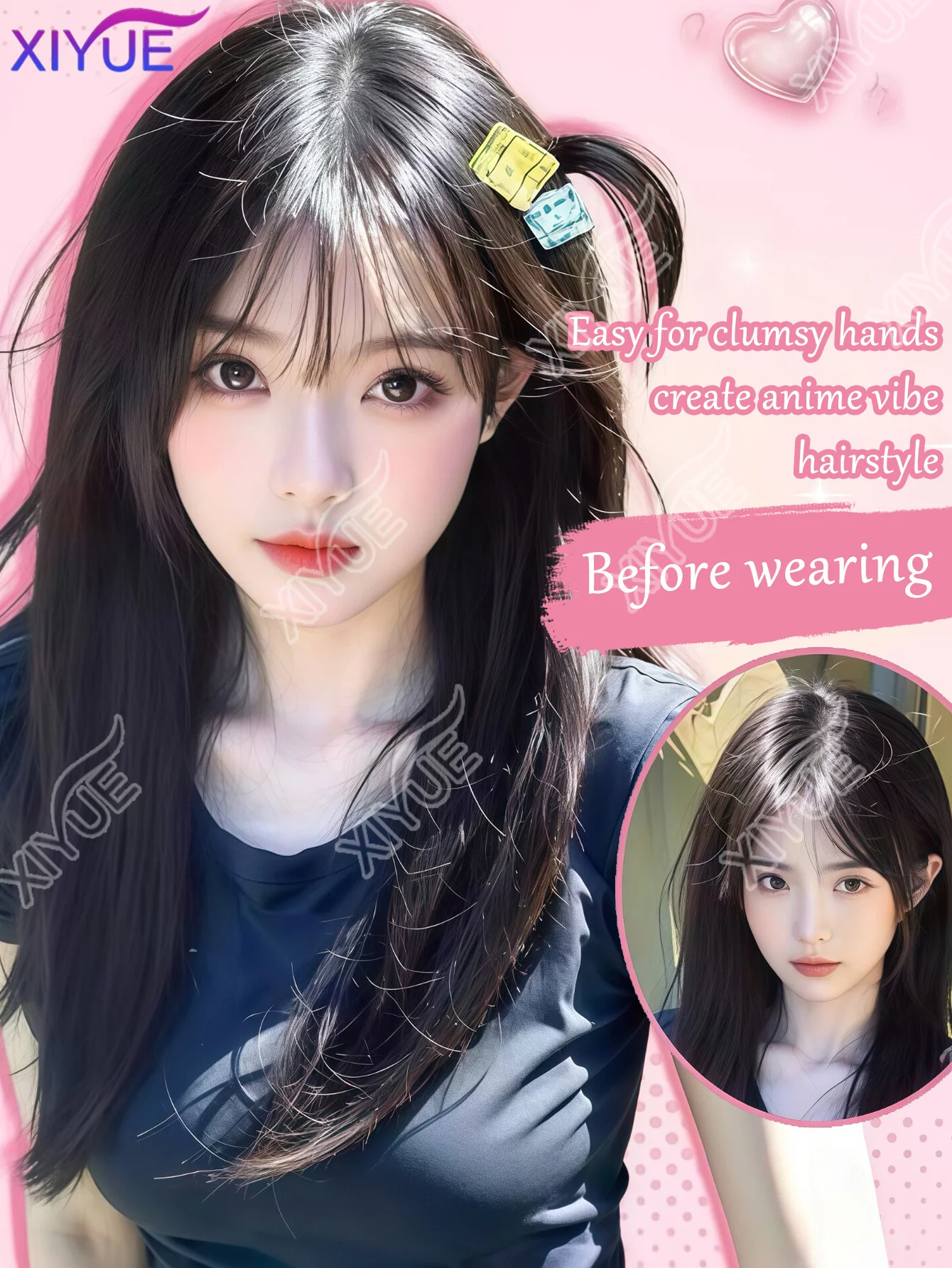 XIYUE Anime Stylish Headwear Barrettes Cute Hair Claw Clip Cosplay Cartoon Fake Hair Stands Duckbill Clip Lovely Duckbill Clip
