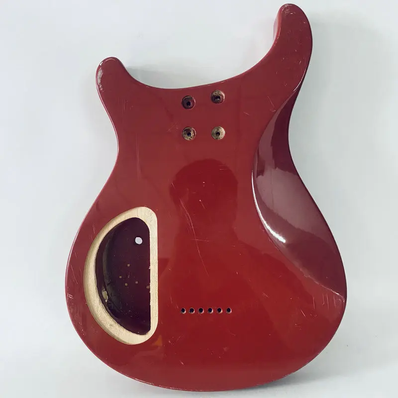 AB267 Red Color Bolt-on Neck Unfinished Electric Guitar Body Humbucker Pickup String Through Body for DIY Replacement