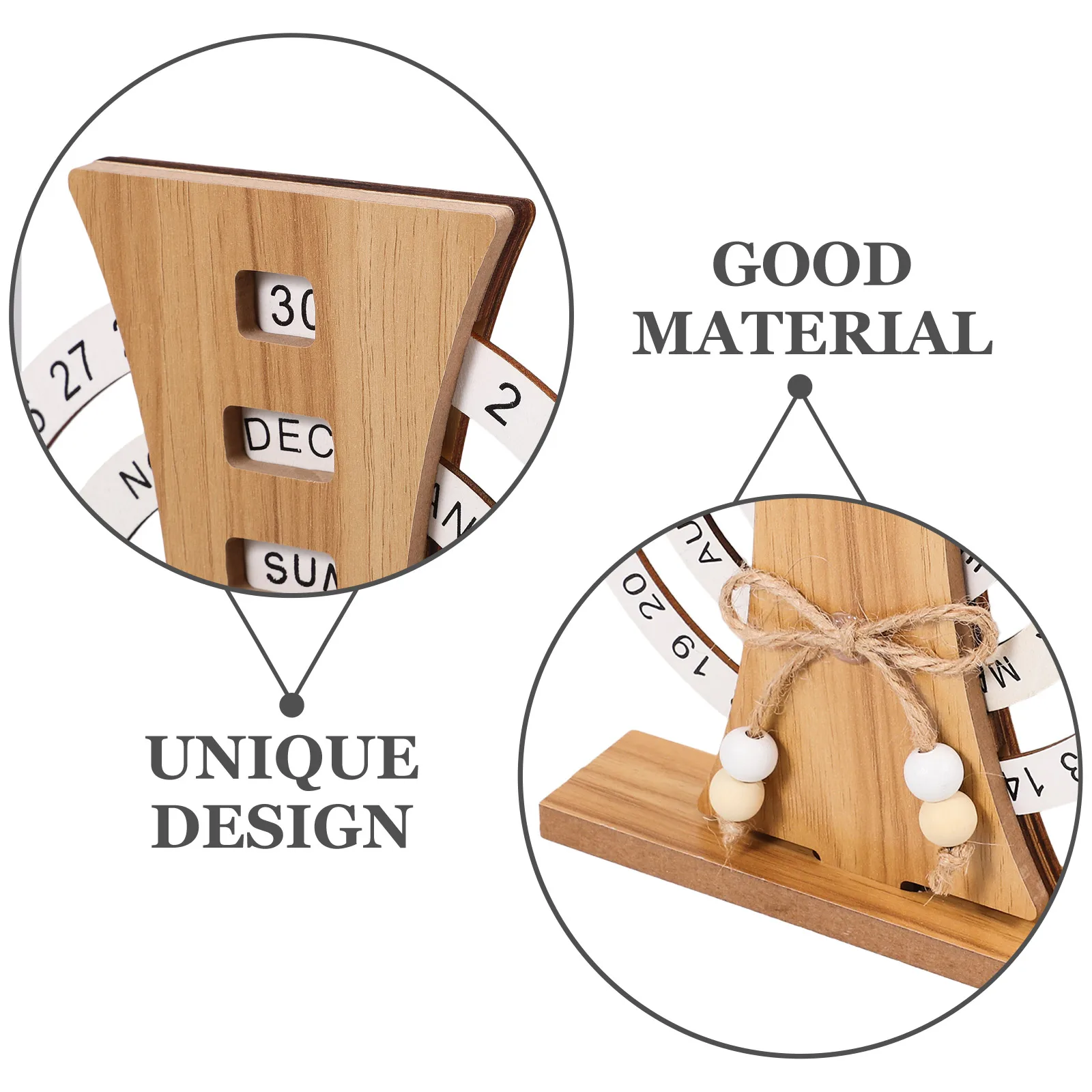 

Wooden Perpetual Desk Calendar Office Supply Reusable Standing Daily Table Decor Bedroom