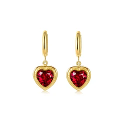 Gold Plated Stainless Steel Earrings  Inlaid Heart Stone Fashion Dangle Hoop Earrings Classic Simple Earrings for Women Jewelry