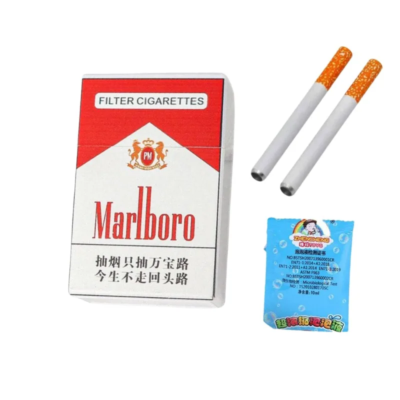 Funny Creative Cigarette Toy Case with Bubble Liquid Metal Smoking Stem Machine Outdoor Portable for Party/Small Gift
