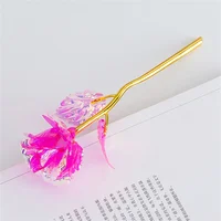 18cm 24k Golden Rose Flower Valentine Day Gift Artificial Roses Foil Rose Flowers Party Wedding Decoration Holiday Present 4