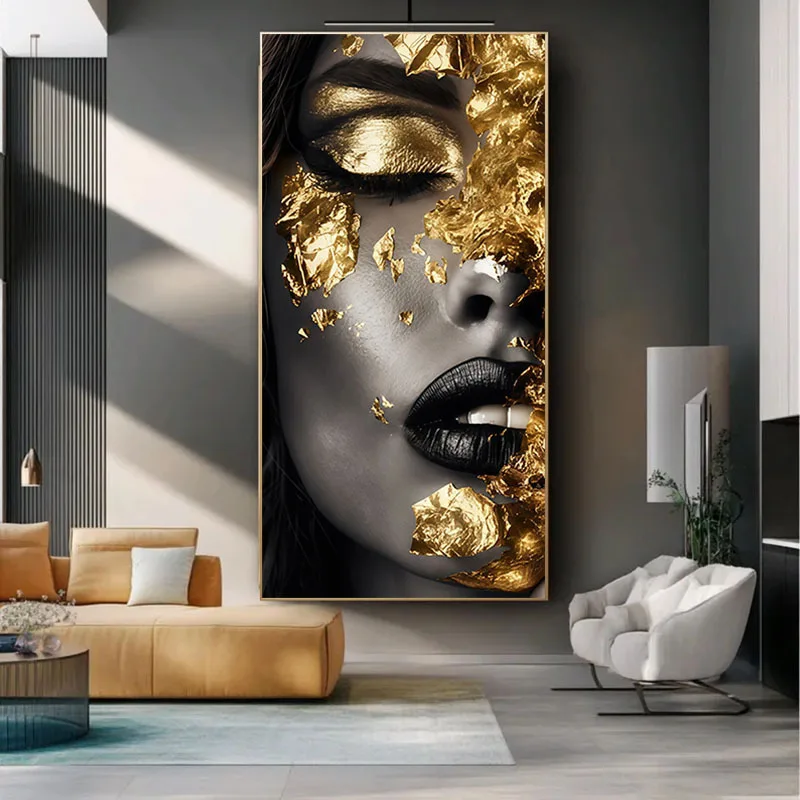 

2D/Flat Large Minimalist Woman'S Face Canvas Wall Artwork, Unframed Modern Abstract Prints for Living Room and Bedroom Decortion