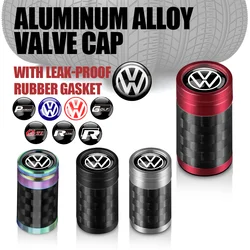 4pcs Metal Carbon Fiber Car Styling Wheel Tire Valve Stem Caps Covers Auto Refit Accessories for Volkswagen Golf GTI R Line