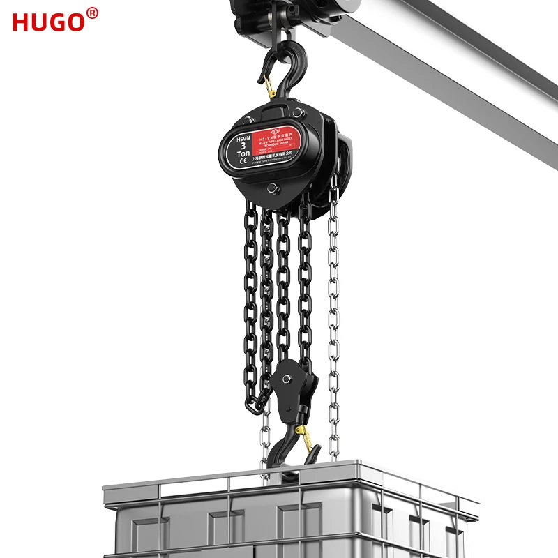 HUGO Chain Hoist Triangle Manual Operated Crane 1/2/3/5/7/10 Ton Hand Hoist For Lifting Upgraded Chain Block