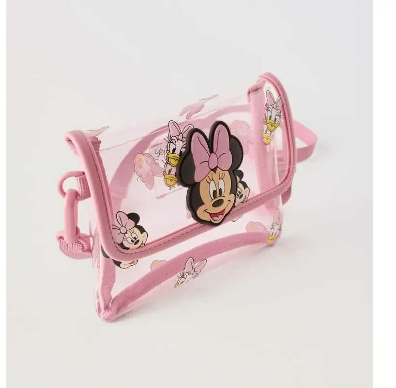 New Disney cartoon Minnie, cute and fashionable mini crossbody bag, casual and versatile transparent children\'s shoulder bag