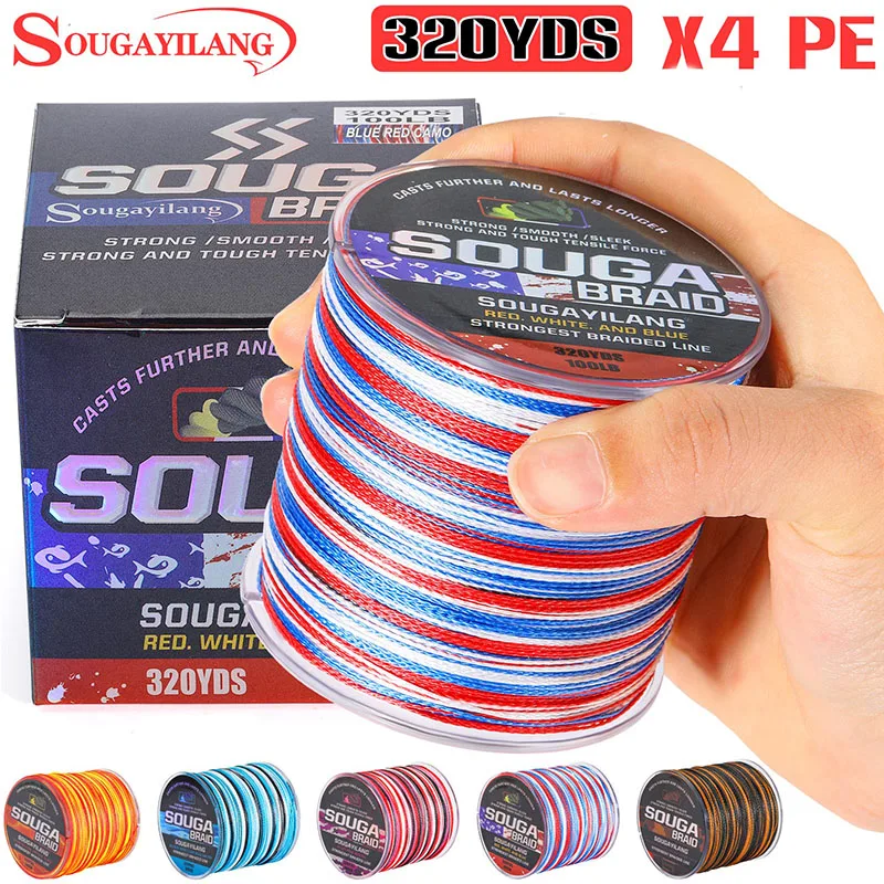 Sougayilang 320M 4 Strand Braided Fishing Line Multifilament Carp Fishing Japanese Braided Wire Fishing Accessorie PE Line Pesca