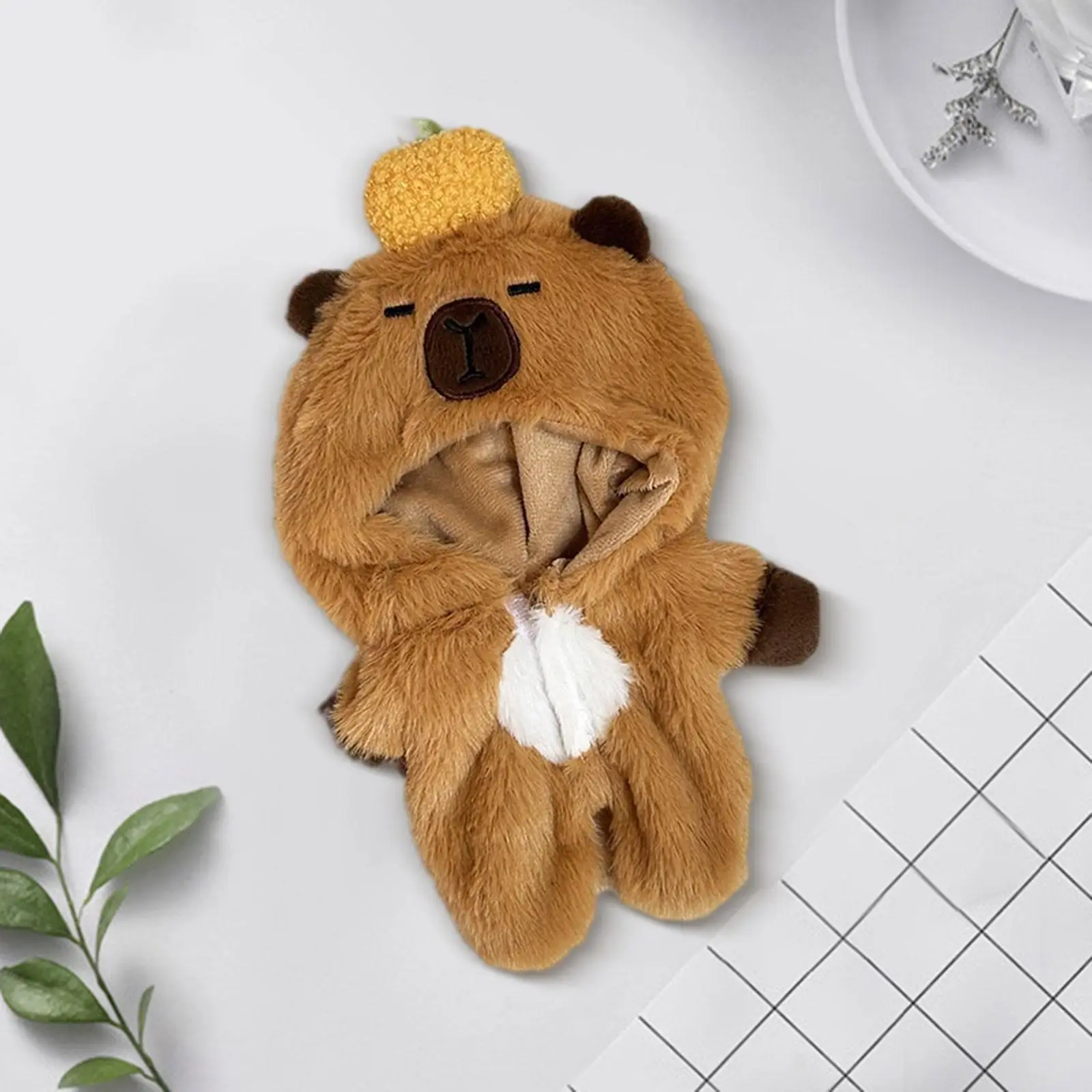 Roupas de boneca de pelúcia com roupas elegantes, macacão capivara, acessórios fofos para animais de pelúcia, roupas confortáveis, 15cm