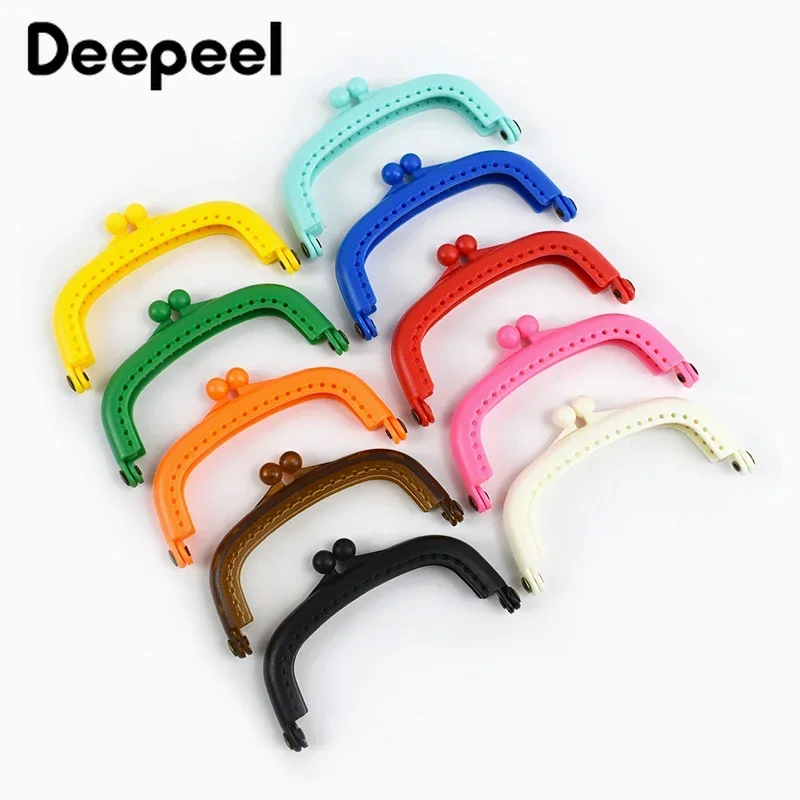 

5/10Pcs Deepeel 8.5cm Colored Plastic Bag Handle Resin Purse Frame Kiss Clasp Brackets DIY Handmade Sewing Bags Accessories