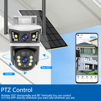 12MP 4G Sim Card Solar Camera Outdoor Three Screen 6K Three Lens Security 360 PIR Human Auto Tracking Surveillance Cam V380 Pro