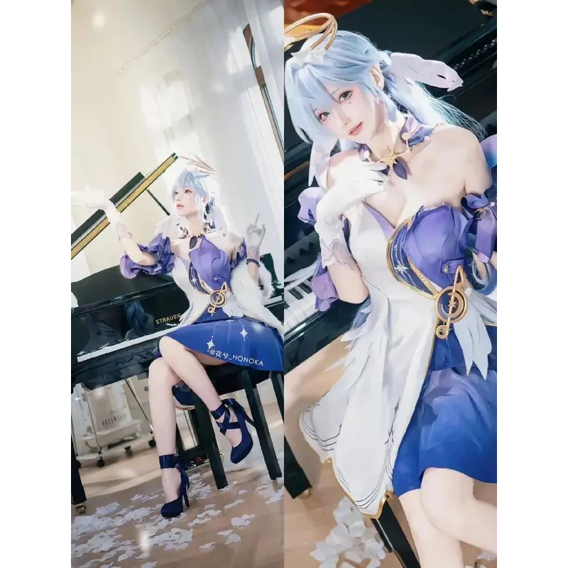 DY20Honkai ستار السكك الحديدية روبن تأثيري حلي مجموعة للنساء ثلاثية الأبعاد مطبوعة أنيمي فستان شعر مستعار وشملت كاملة لعب الأدوار موحدة لفتاة