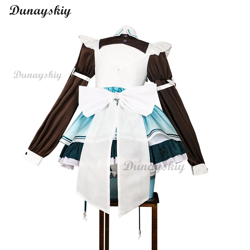 Game Honkai Star Rail Firefly Cosplay Firefly Maid Dress Wig Headwear Lolita Costume Women Girls Halloween Cosplay Customized