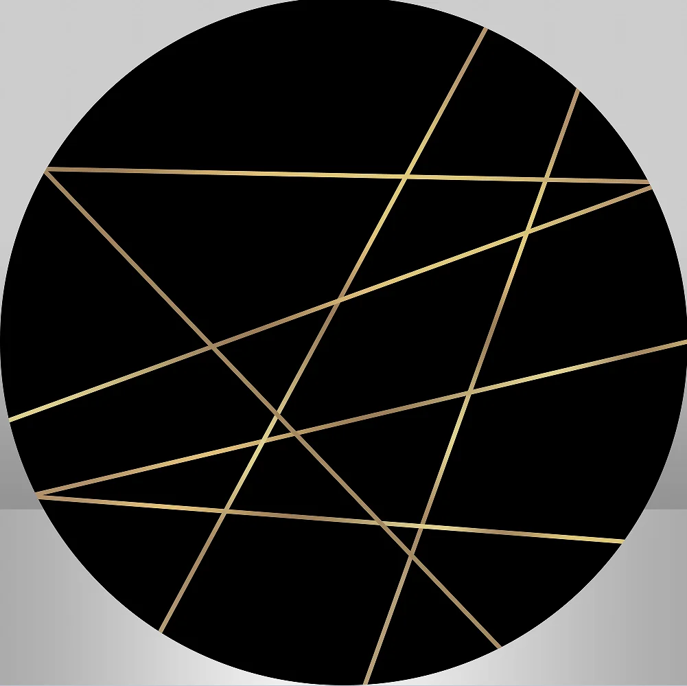 Sensfun продано черные и золотые линии для вечеринки в честь Дня Рождения Круглый фон Декор баннер круг фон крышка