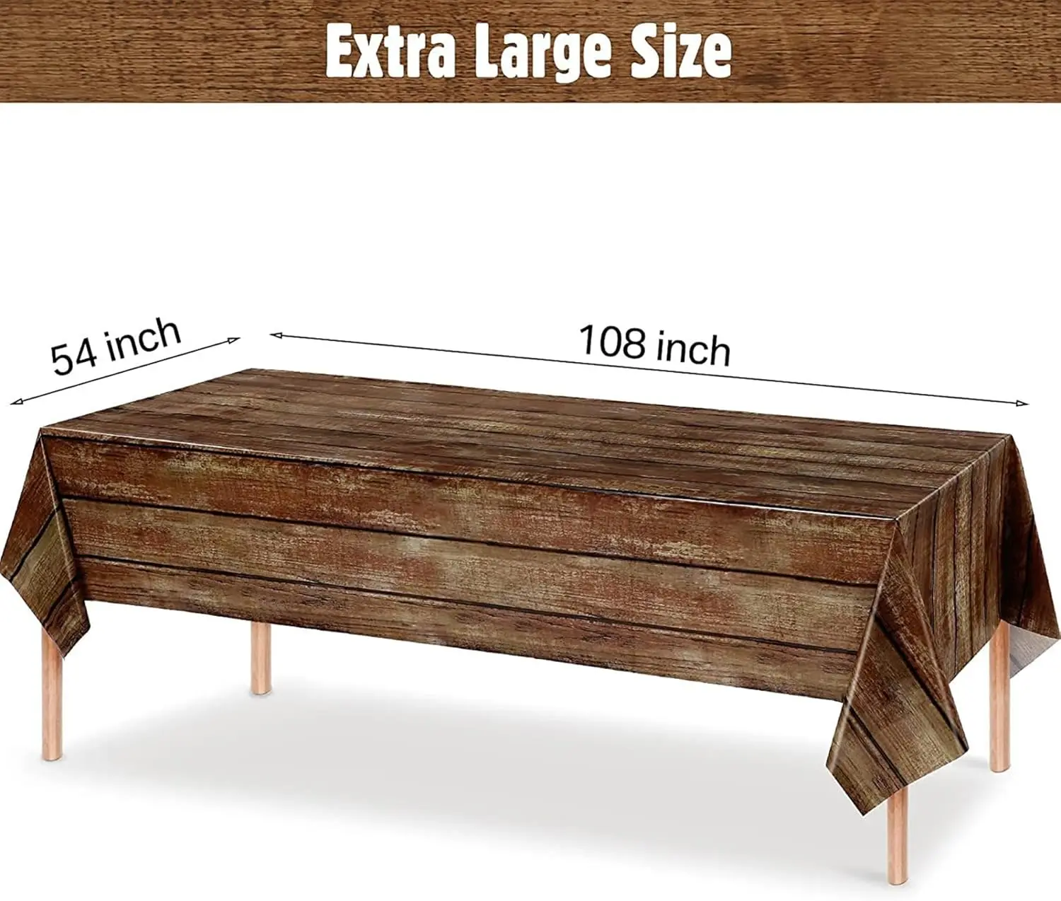 Wood Grain Tablecloths,Disposable Rustic Plastic Table Covers for Western Barn Birthday Wedding Table Decoration