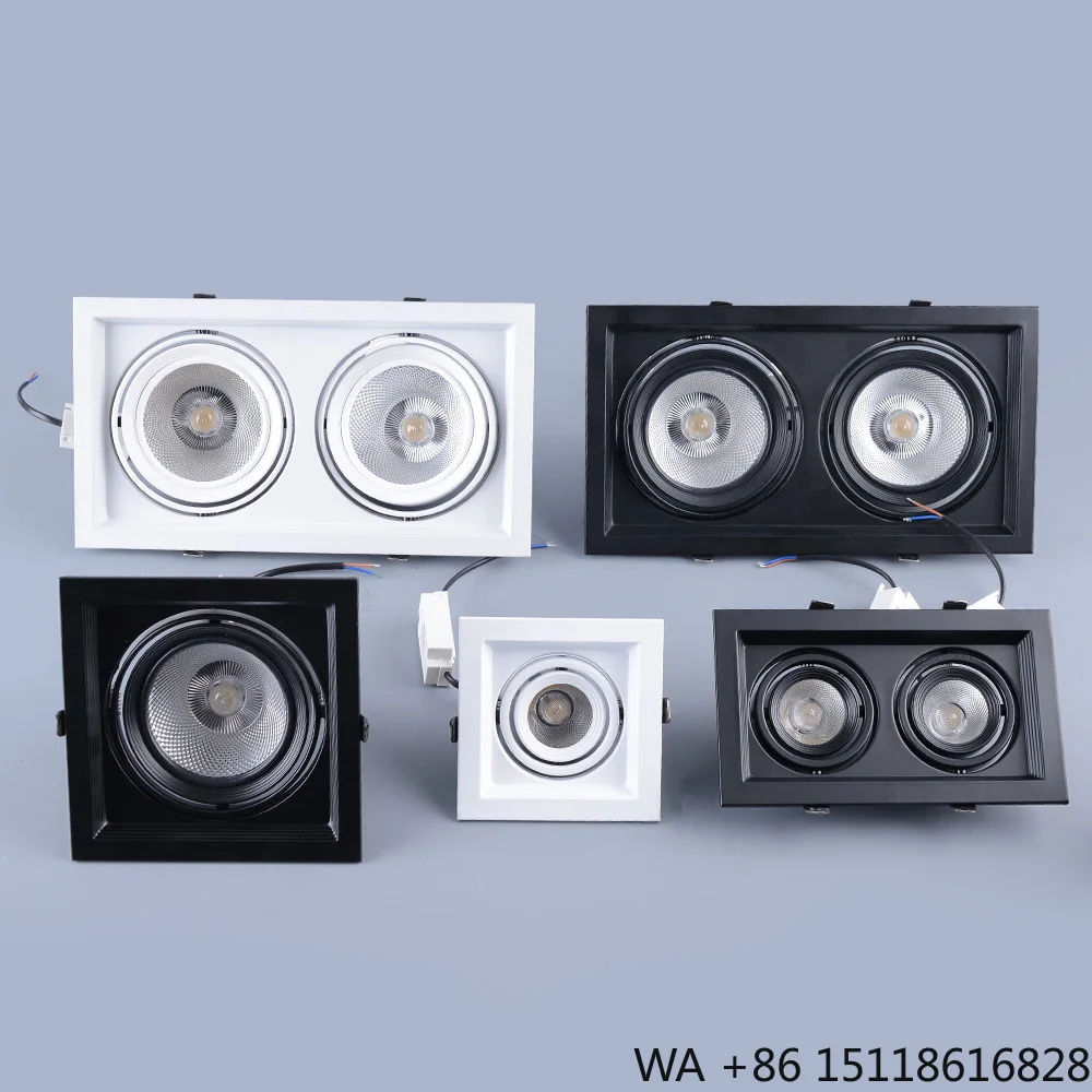Dingdian LED Black White Shell Square Dimmable COB Ceiling LED Recessed Downlight 7W/12W/18WDegree Adjustable Ceiling Spot Lamp
